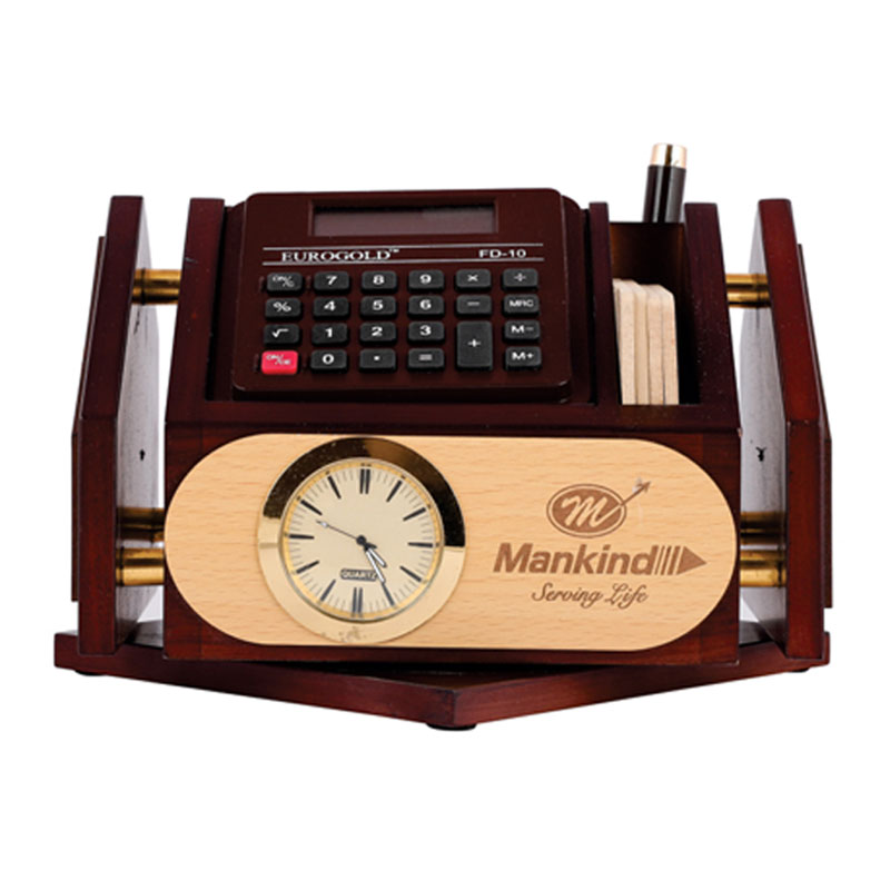 Revolving Pen Stand With Coaster Plates & Calculator